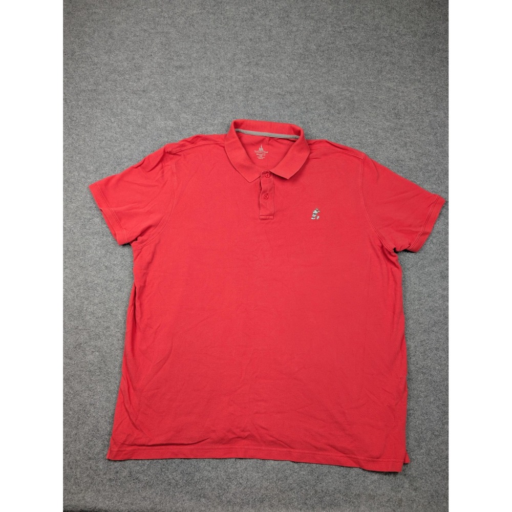 Disney Parks Polo Shirt Mens 2XL Red Mickey Mouse Cotton Relaxed Fit Casual